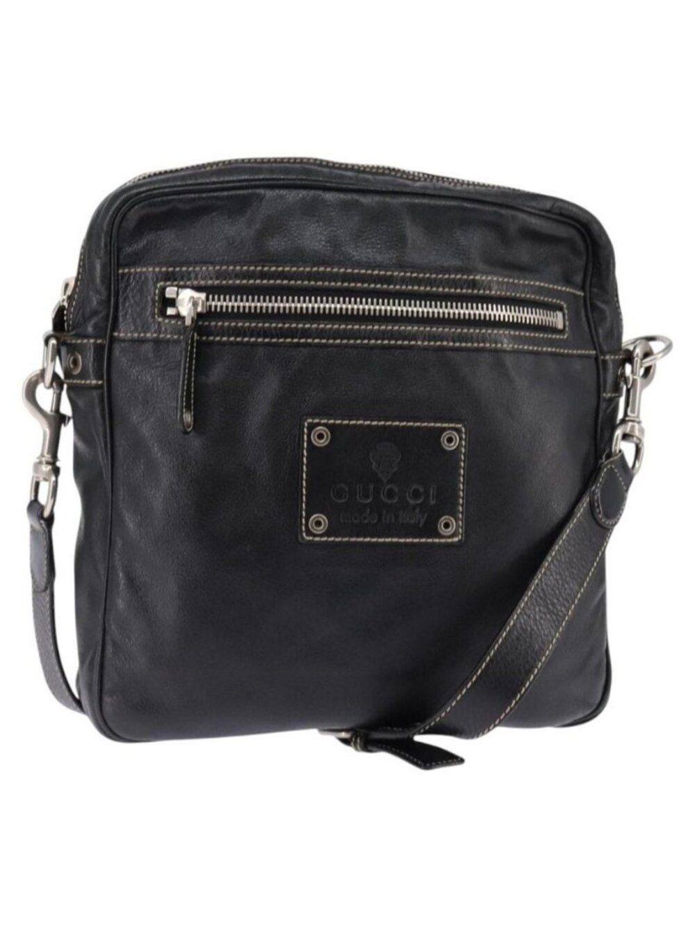 Authentic GUCCI Shoulder Bag Leather Black 201451